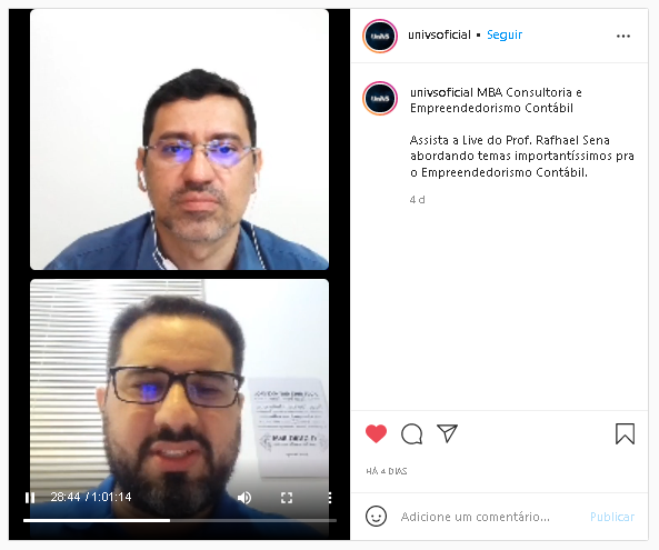 Empreendedorismo e evolução de carreiras na contabilidade foi tema de live da Pós-graduação da UniVS